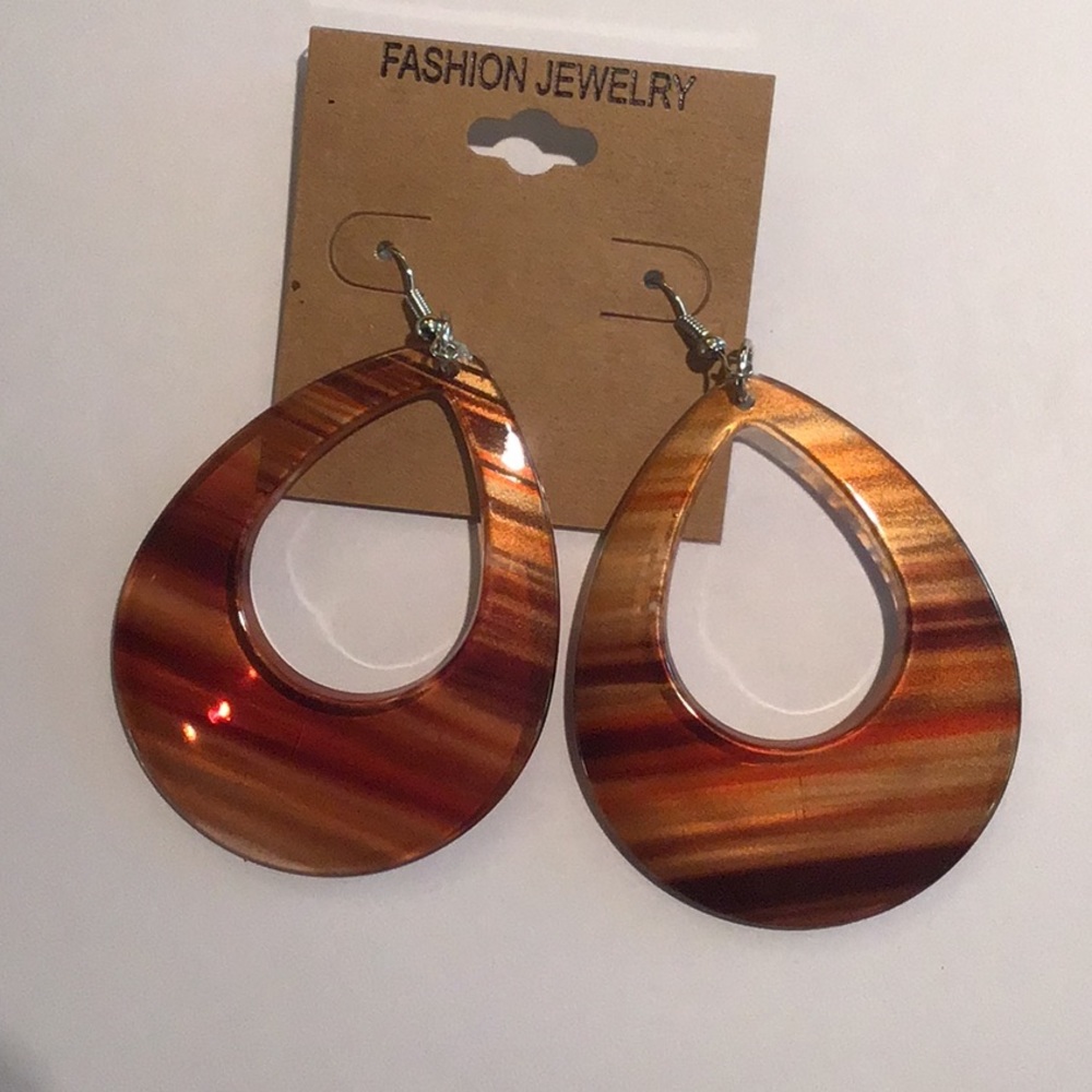 🧡Big bold orange striped earrings🧡
